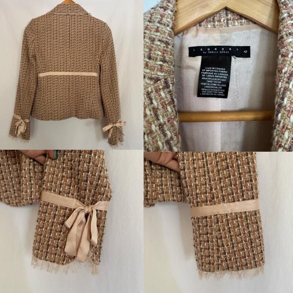2000s Laundry by Shelli Segal pink tweed jacket - Picture 3 of 10
